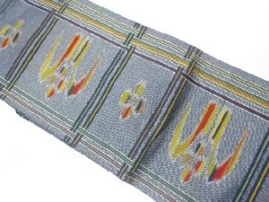 格子に絣模様織出し名古屋帯